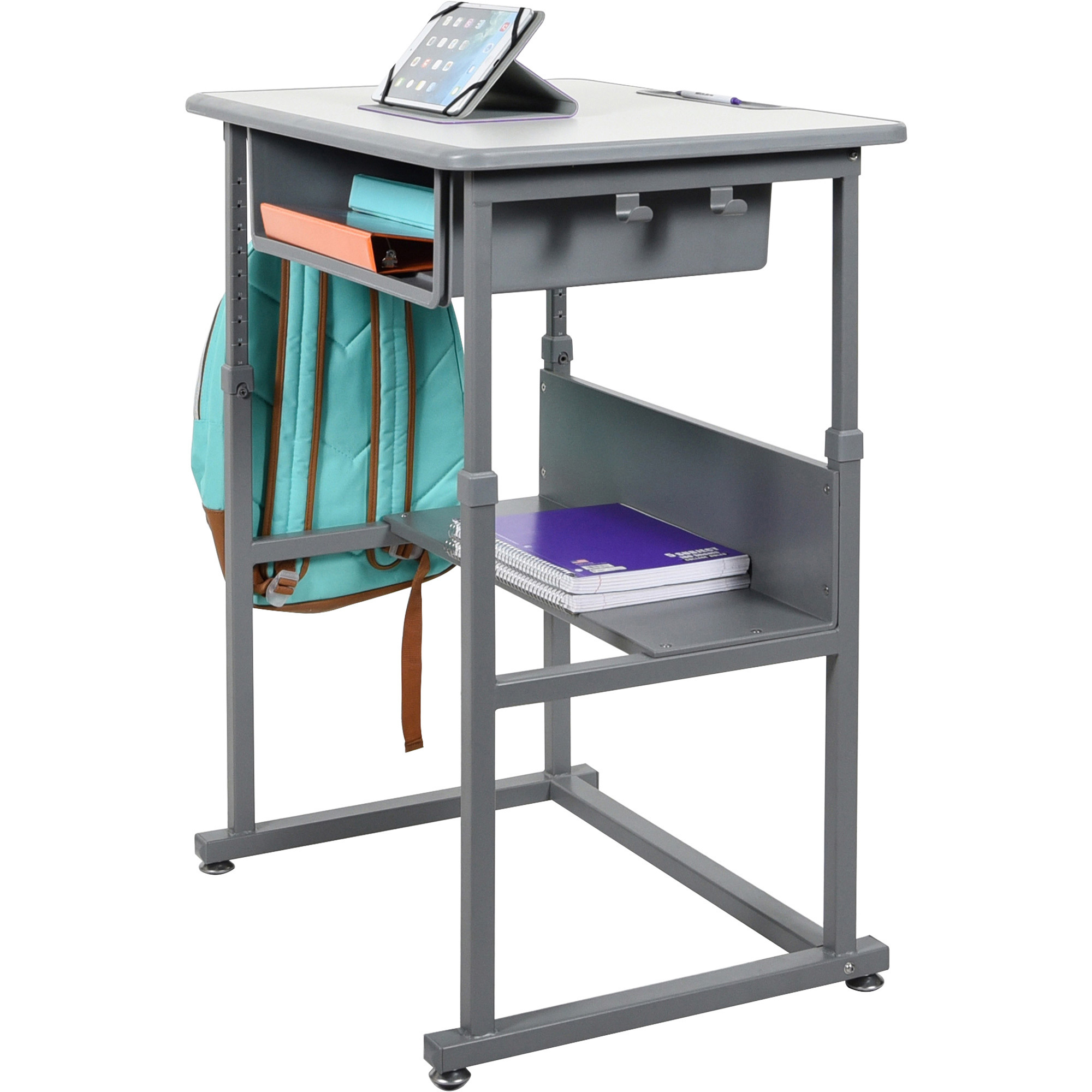 Luxor Adjustable Height Sit/Stand Desk, 24.5in. to 42in.H, Manual, Model# STUDENT-M